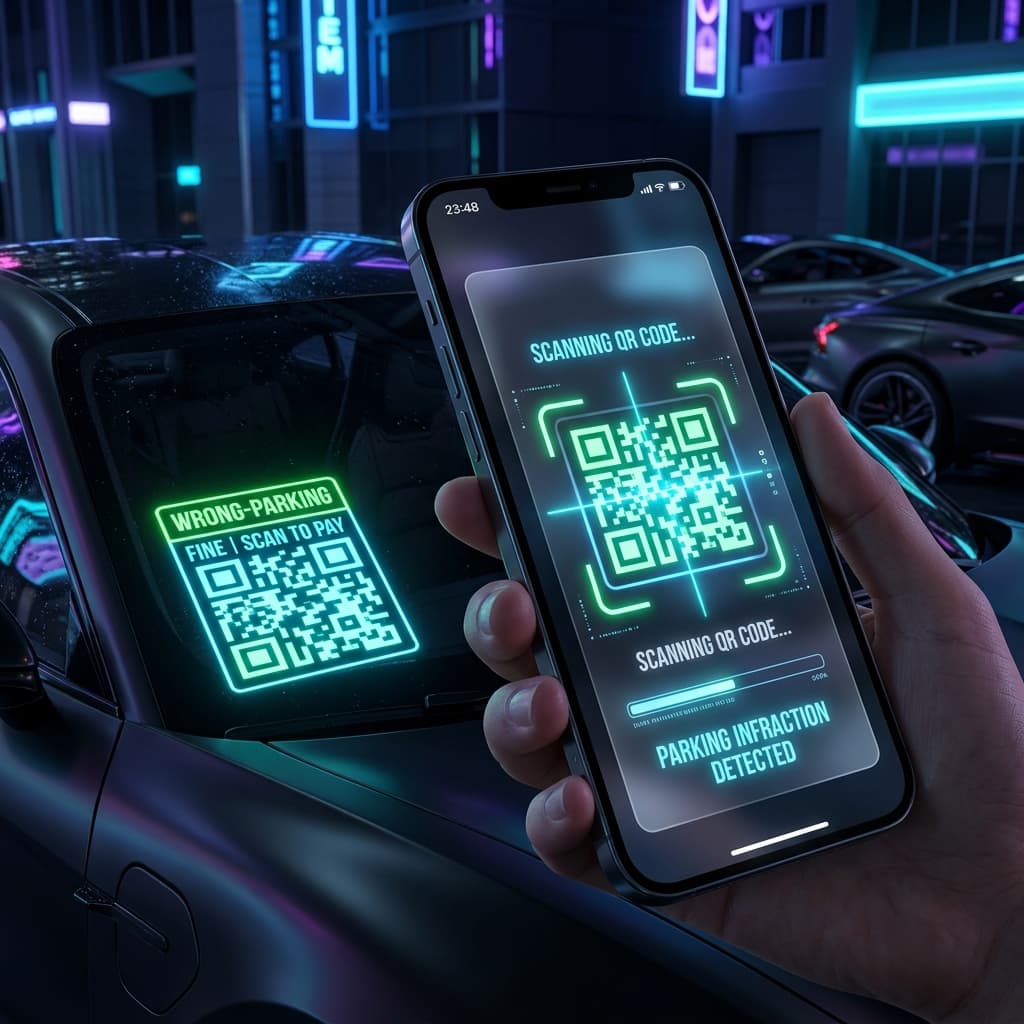 Scanning Amanat Parking QR Sticker on Car